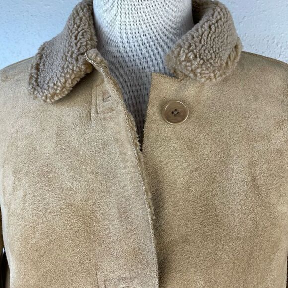 Lands End Faux Shearling Button Down Jacket Size 10-12 EUC - Picture 3 of 10